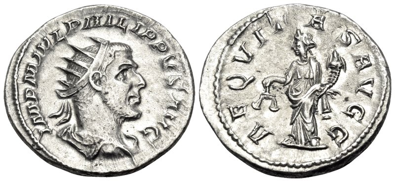 Philip I, 244-249. Antoninianus (Silver, 22 mm, 3.69 g, 6 h), Rome, 246. IMP M I...