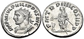 Philip I, 244-249. Antoninianus (Silver, 20.5 mm, 4.63 g, 6 h), Antioch, 247. IMP M IVL PHILIPPVS AVG Radiate and cuirassed bust of Philip to left. Re...