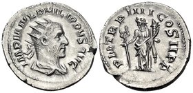Philip I, AD 244-249. Antoninianus (Silver, 22 mm, 3.64 g, 1 h), Antioch, 247. IMP M IVL PHILIPPVS AVG Radiate, draped and cuirassed bust of Philip I ...