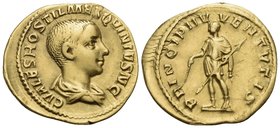 Hostilian, as Caesar, 250-251. Aureus (Gold, 19.5 mm, 3.74 g, 6 h), Rome, 251. C VALES (sic!) HOSTIL MES QVINTVS N C Bare-headed, draped and cuirassed...