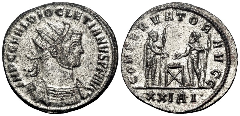 Diocletian, 284-305. Antoninianus (Billon, 22 mm, 3.58 g, 6 h), Siscia, 289-290....