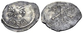 Anonymous, time of Justinian I, circa 530. Third Siliqua (Silver, 17.5 mm, 0.82 g, 7 h), Constantinople. Helmeted, draped, and cuirassed bust of Const...