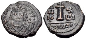 Maurice Tiberius, 582-602. Decanummium (Bronze, 16.5 mm, 2.90 g, 6 h), Theoupolis (Antioch), regnal year XVI (16) = 597/8. d N TIES SITI Bust of Mauri...