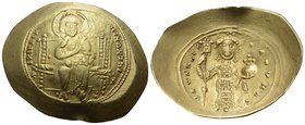 Constantine X Ducas, 1059-1067. Histamenon (Gold, 28.5 mm, 4.32 g, 6 h), Constantinople, circa 1059-1062. +IhS XIS REX REGNANTIhm Christ, nimbate, sea...
