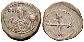 Manuel I Comnenus, 1143-1180. Half Tetarteron (Bronze, 20 mm, 2.70 g, 6 h), heavy standard, Thessalonica, circa 1143-1152. Crowned half length bust of...