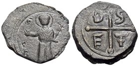 CRUSADERS. Antioch. Tancred, regent, 1101-1112. Follis (Bronze, 21 mm, 3.81 g, 3 h), Third type. S/ P/Ε-[TRVS] St. Peter standing facing, raising his ...