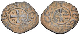 CRUSADERS. Latin Kingdom of Jerusalem. Henry of Champagne, 1192-1197. Pougeoise (Copper, 18 mm, 1.11 g, 12 h). +COMES Cross pattée, with pellets in an...