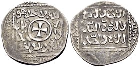 CRUSADERS. Imitating Ayyubid coinage of Damascus. Dirham (Silver, 22 mm, 2.78 g, 9 h), Christiano-Arab Dirham, struck after the Papal Interdict of 125...