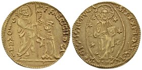 CRUSADERS. Knights of Rhodes (Knights Hospitallers). Fabrizio del Carretto, 1513-1521. Ducat (Gold, 22 mm, 3.50 g, 12 h), imitating the Venetian Ducat...