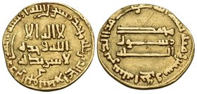 ISLAMIC, 'Abbasid Caliphate. Al-Mahdi, AH 158-169 / AD 775-785. Dinar (Gold, 19 mm, 3.92 g, 2 h), unnamed mint, AH 161 = 777-778 AD. Arabic inscriptio...