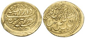 IRAN, Qajars. Nasir al-Din Shah, AH 1264-1313 / AD 1848-1896. Toman (Gold, 20 mm, 3.43 g, 7 h), Type R, Dar al-Sultanat Tabriz mint, dated 1271 AH = 1...