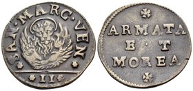ITALY, Venice. Coinage for The Peloponnesos (the Morea) and the Armed Forces. Circa 1688 and later. Gazetta (Copper, 29 mm, 6.68 g, 10 h), Decreed 24 ...