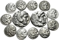 KINGS OF MACEDON. Alexander III ‘the Great’, 336-323 BC. (Silver, 79.00 g). Lot of Thirteen (13) coins of Alexander the Great, including two Tetradrac...