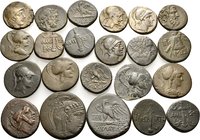 PONTOS. Time of Mithradates VI Eupator, Circa 85-65 BC. (Bronze, 152.00 g). Lot of Twenty-two (22) Bronze Coins of Pontos and Paphlagonia struck under...