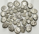 GREEK. 5th-3rd Century BC. (Silver, 105.00 g). Lot of Fifty-two (52) smaller Greek silver coins including some Persian Sigloi, Alexander Drachms and v...