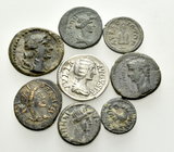 ROMAN IMPERIAL & PROVINCIAL. 1st-3rd Century AD. (23.00 g). Lot of Eight (8) miscellaneous coins: seven provincial bronzes and one silver Denarius of ...