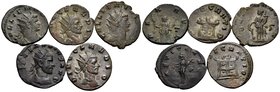 ROMAN IMPERIAL. Gallienus to Claudius II Gothicus, 253-270. (Billon, 14.20 g). A lot of Five (5) Antoniniani of Gallienus and Claudius II. Clear and b...