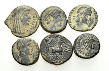 LATE ROMAN IMPERIAL. Circa 4th Century AD. (Bronze, 10.32 g). A lot of six (6) small 4th century Roman bronzes. Very fine, many with orange-grey deser...