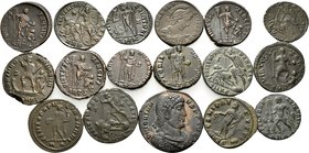 ROMAN IMPERIAL. 4th Century AD. (Bronze, 83.00 g). Lot of Seventeen (17) Roman bronzes of the fourth century AD with a number of interesting types, an...