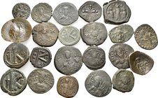 BYZANTINE. Circa 6th-11th Century AD. (Bronze, 119.00 g). Lot of twenty two (22) Byzantine bronzes: various emperors and denominations. Fine-very fine...