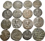 BYZANTINE. Circa 7th-11th Century AD. (Bronze, 127.00 g). A lot of sixteen (16) Byzantine bronzes, primarily Anonymous and of Romanus I. Fine-very fin...