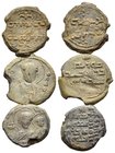 BYZANTINE & ISLAMIC SEALS. Circa 11th- 12th Century. (Lead, 22.00 g). Lot of three (3) Islamic lead seals probably of the time of the Crusades. Averag...