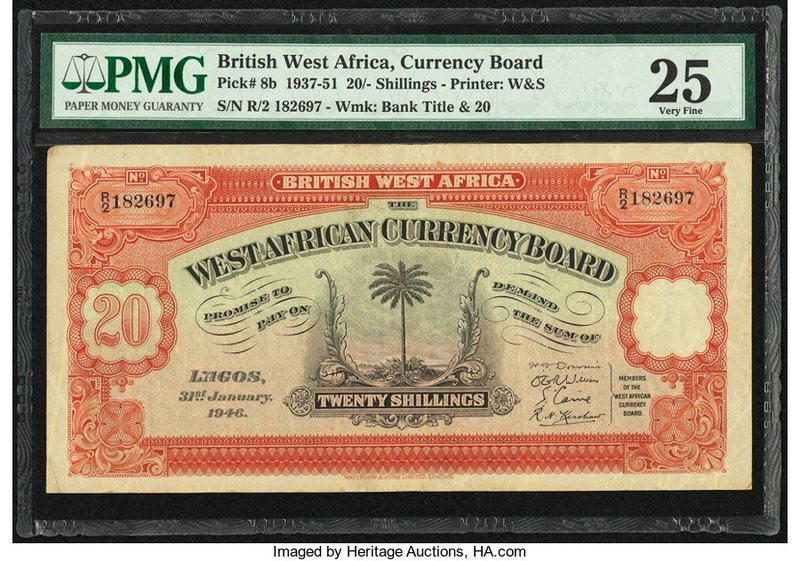 British West Africa West African Currency Board 20 Shillings 31.1.1946 Pick 8b P...