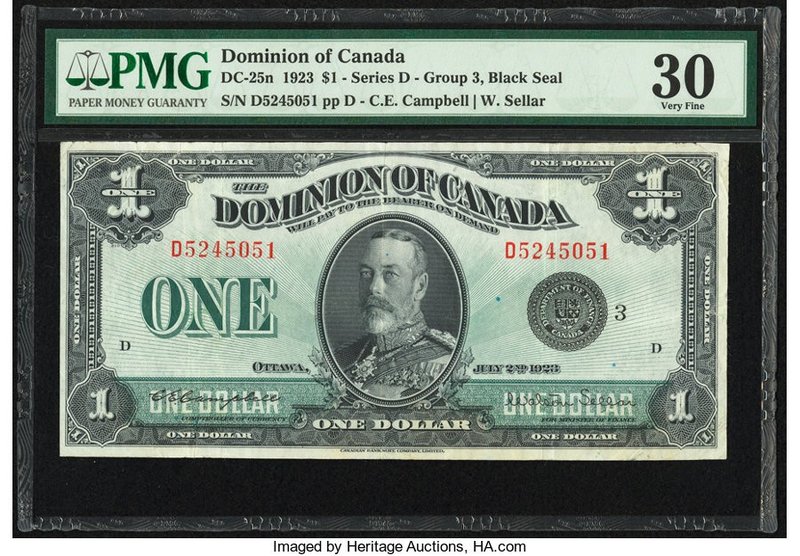 Canada Dominion of Canada $1 2.7.1923 DC-25n PMG Very Fine 30. 

HID09801242017