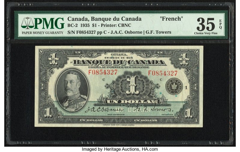 Canada Banque du Canada $1 1935 BC-2 PMG Choice Very Fine 35 EPQ. French.

HID09...