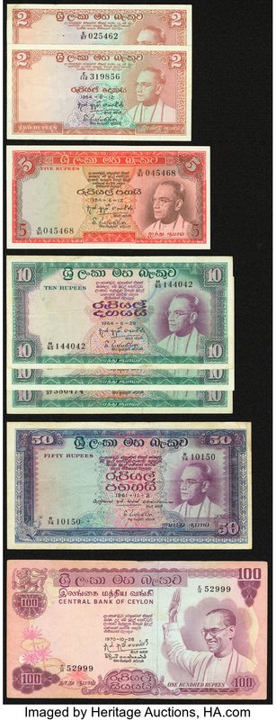 A Varied Selection of Eight Notes Issued by the Central Bank of Ceylon. Fine or ...