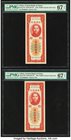China Central Bank of China 50,000 Customs Gold Units 1948 Pick 370 S/M#C301-83 Two Consecutive Examples PMG Superb Gem Unc 67 EPQ. 

HID09801242017