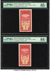 China Farmers Bank of China 10 Cents = 1 Chiao 1935 Pick 455 S/M#C290-21 Two Consecutive Examples PMG Gem Uncirculated 65 EPQ; Choice Uncirculated 64 ...
