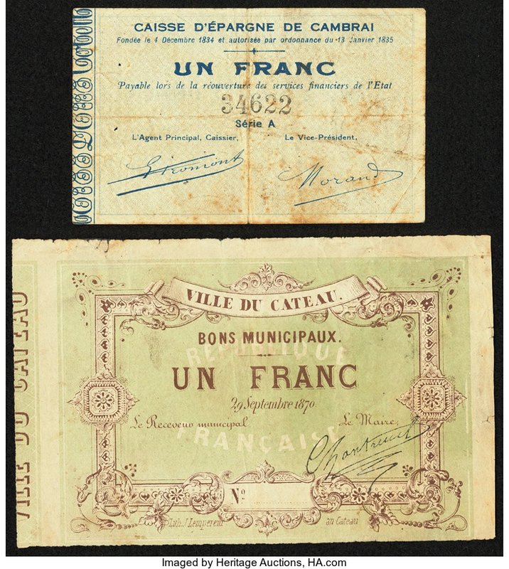 A Pair of Local Issues from France from the Mid-19th Century. Fine or Better. 

...