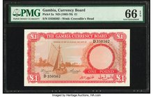 Gambia Gambia Currency Board 1 Pound ND (1965-70) Pick 2a PMG Gem Uncirculated 66 EPQ. 

HID09801242017
