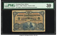 German East Africa Deutsch-Ostafrikanische Bank 5 Rupien 15.6.1905 Pick 1 PMG Very Fine 30. 

HID09801242017