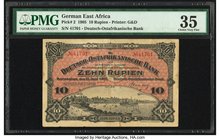 German East Africa Deutsch-Ostafrikanische Bank 10 Rupien 15.6.1905 Pick 2 PMG Choice Very Fine 35. Stains.

HID09801242017