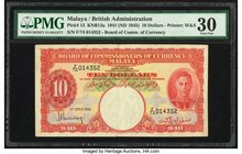 Malaya Board of Commissioners of Currency 10 Dollars 1.7.1941 Pick 13 PMG Very Fine 30. 

HID09801242017