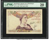 Martinique Banque de la Martinique 25 Francs ND (1930-45) Pick 12 PMG Very Fine 20. Rust.

HID09801242017