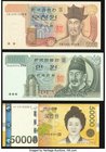 South Korea Bank of Korea 5,000; 10,000 Won ND (1983) Pick 48; 49; 50,000 Won ND (2009) Pick 57 Choice Crisp Uncirculated. 

HID09801242017