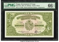 Tonga Government of Tonga 10 Shillings 3.11.1966 Pick 10e PMG Gem Uncirculated 66 EPQ. 

HID09801242017