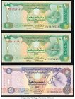 United Arab Emirates Central Bank 10 Dirhams1993/AH1414 Pick 13a; 1995/AH1416 Pick 13b; 50 Dirhams 1995/AH1415 Pick 14a Choice Crisp Uncirculated. 

H...