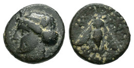 Ionia. Epheso. AE 10. 280-258 a.C. (Sng Cop-256). Rev.: Abeja. Ae. 1,18 g. Choice F/Almost F. Est...20,00.