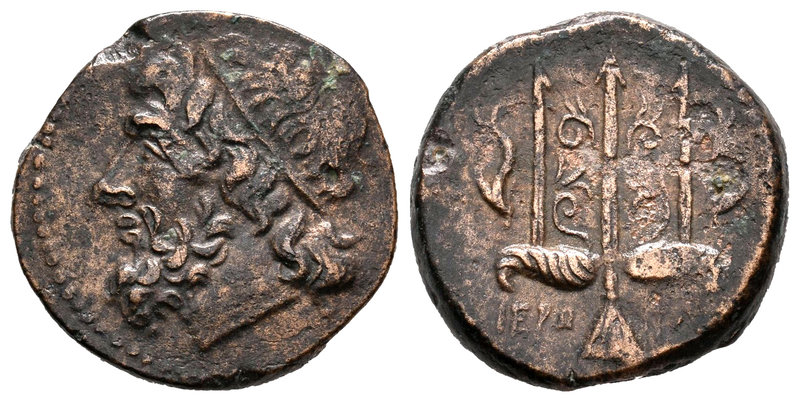 Sicily. Syracuse. AE 22. 440-425 a.C. (Gc-1223). Anv.: Cabeza de Poseidón con di...