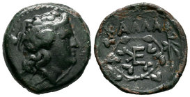 Thrace. AE 23. Mitad del s. III a.C. Kallatis. (Sng Cop-178). Rev.: Monograma de Efeukranz. Ae. 8,17 g. Choice VF. Est...25,00.