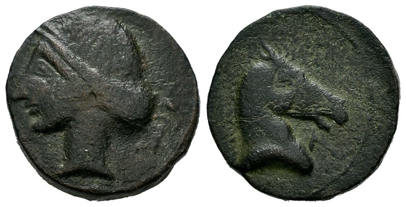 Carthage Nova. Calco. 220-215 a.C. Cartagena (Murcia). (Abh-515). Rev.: Cabeza d...