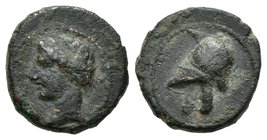 Carthage Nova. 1/4 de calco. 220-215 a.C. Cartagena (Murcia). (Abh-521). (Acip-583). (C-43). Ae. 1,71 g. VF. Est...30,00.
