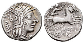 Calidius. Denario. 117-116 a.C. Norte de Italia. (Ffc-223). (Craw-284/1a). (Cal-298). Anv.: Cabeza de Roma a derecha, delante X, detrás ROMA. Rev.: Vi...