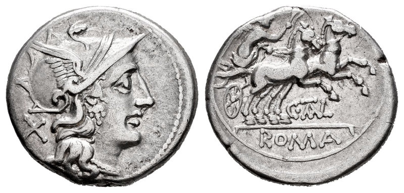 Juventius. Denario. 154 a.C. Rome. (Ffc-799). (Craw-202/1a). (Cal-885). Anv.: Ca...