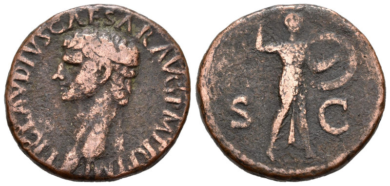 Claudius. As. 42 d.C. Rome. (Spink-1862). Rev.: Minerva a derecha con lanza y es...