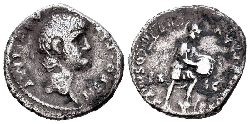 Nero. Denario. 54-68 d.C. Lugdunum. (Ric-28). (Seaby-222). Rev.: (PONTIF MAX TR ...